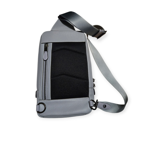 Coach C5331 Gotham Pebble Leather Gray Messenger Sling Pack Utility Backpack Bag - Picture 3 of 7